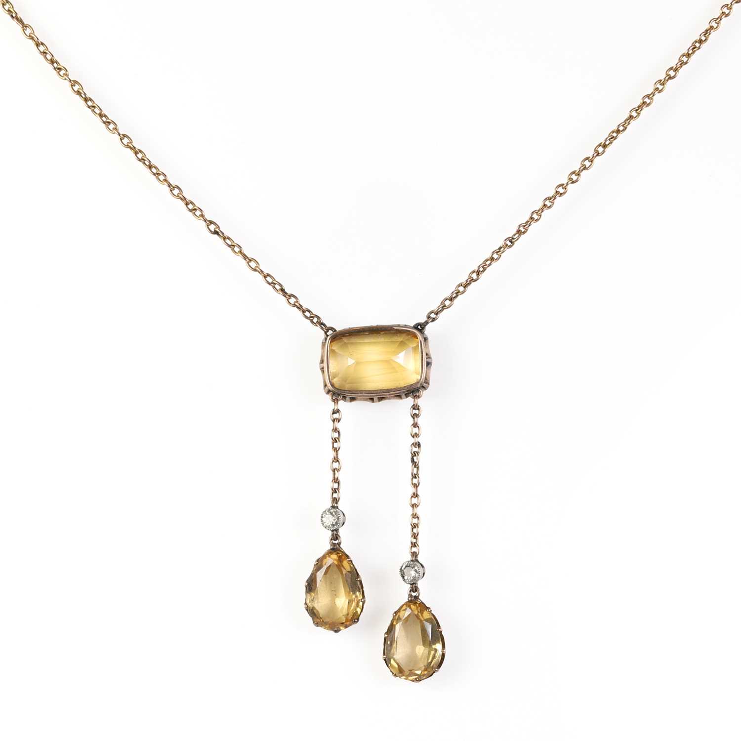 An Edwardian yellow topaz and diamond negligee necklace, - Image 4 of 4