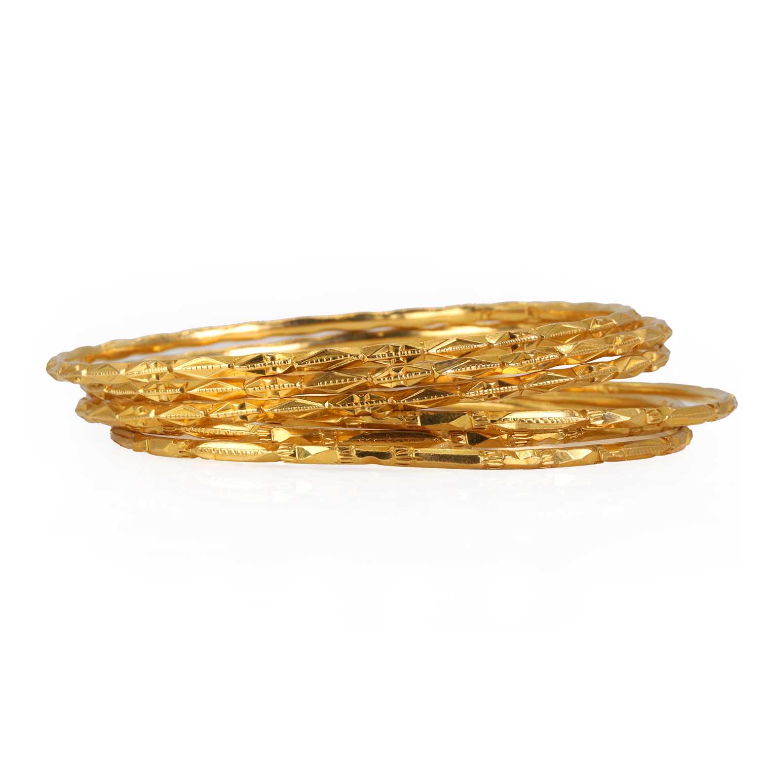 A group of six high carat gold bangles, - Image 2 of 3