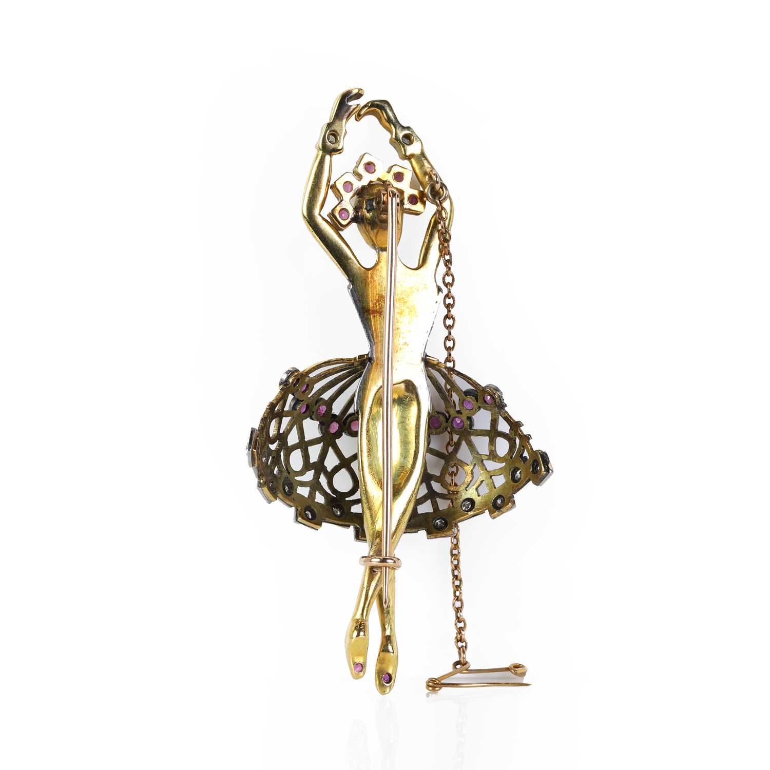 A gold ruby and diamond set Ballerina brooch, - Image 2 of 2