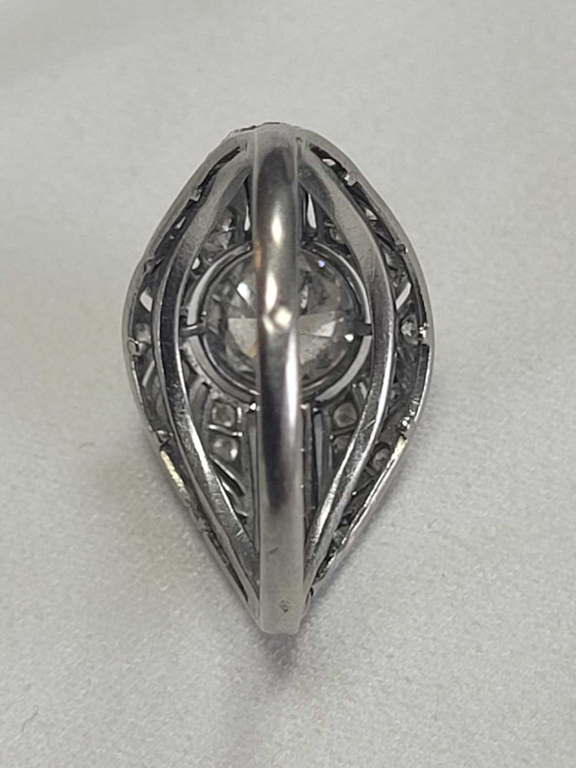 A French Art Deco platinum and diamond bombé ring, - Image 7 of 7