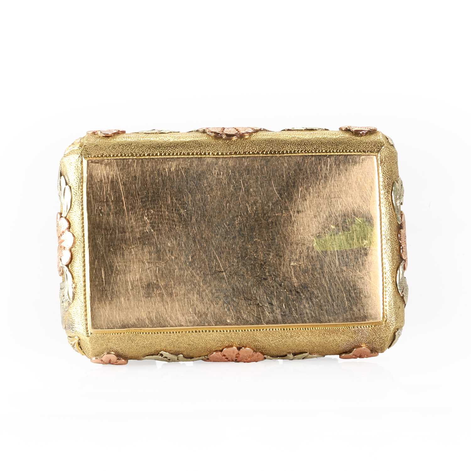 A Continental tri-colour gold jewelled snuffbox, - Image 7 of 8