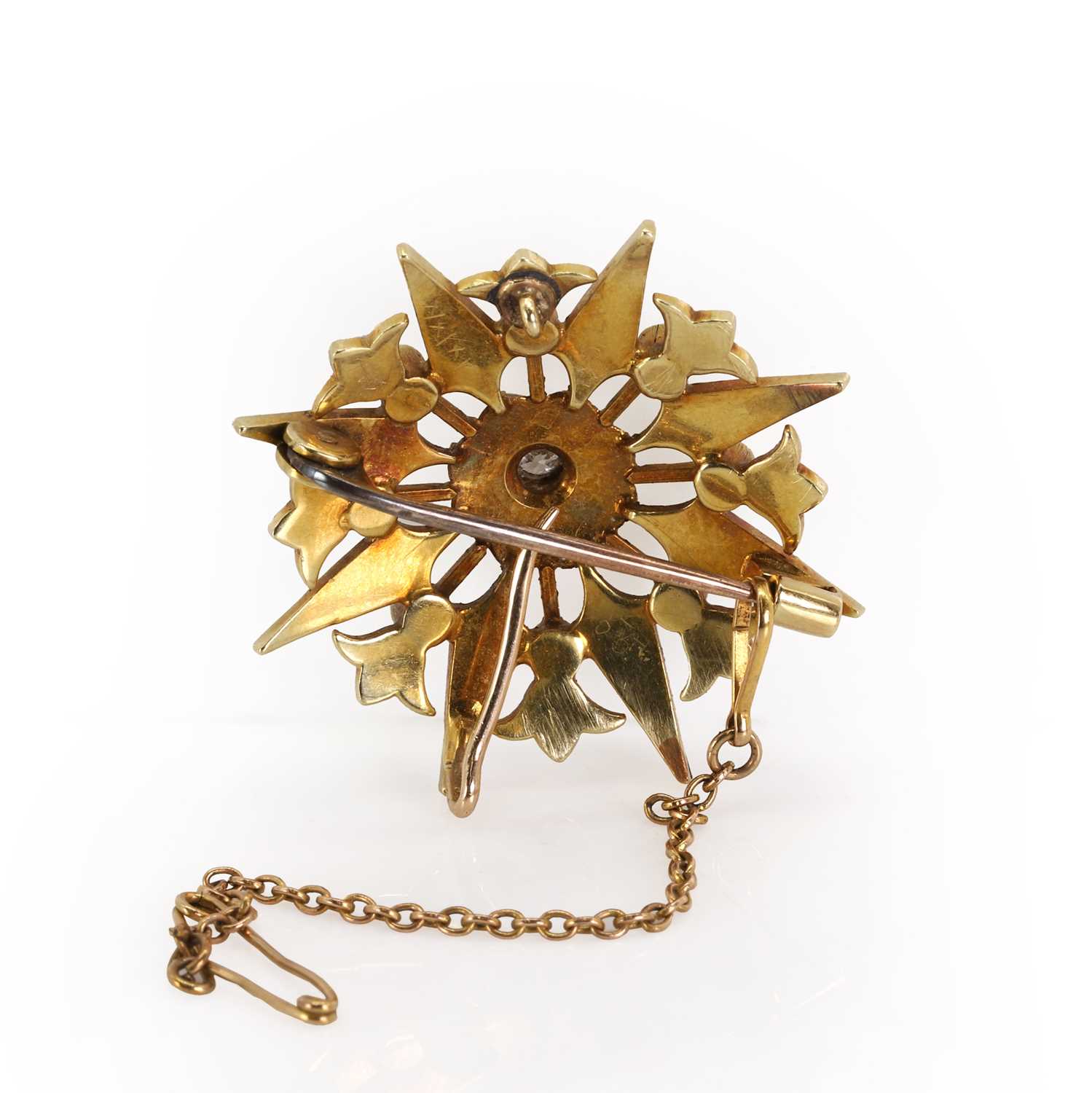 An Edwardian seed pearl and diamond starburst brooch/pendant, - Image 2 of 2