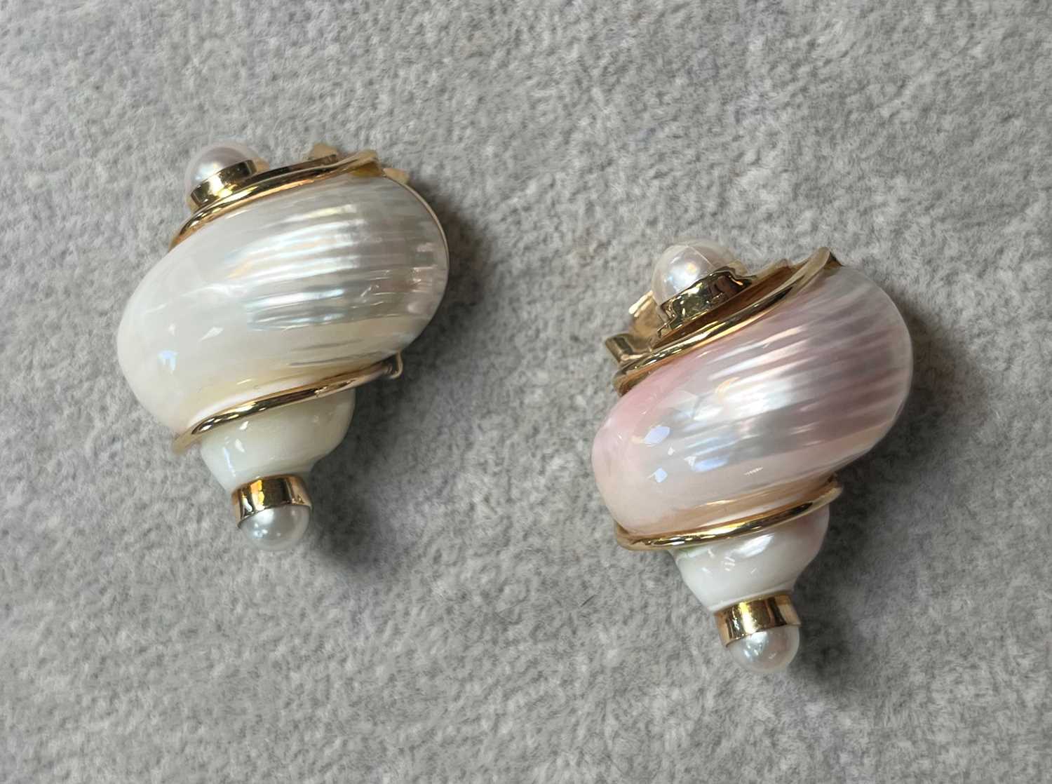 A pair of Turbo Shell clip earrings, by Seaman Schepps, - Image 3 of 5