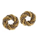 A pair of 18ct gold rope twist earrings,