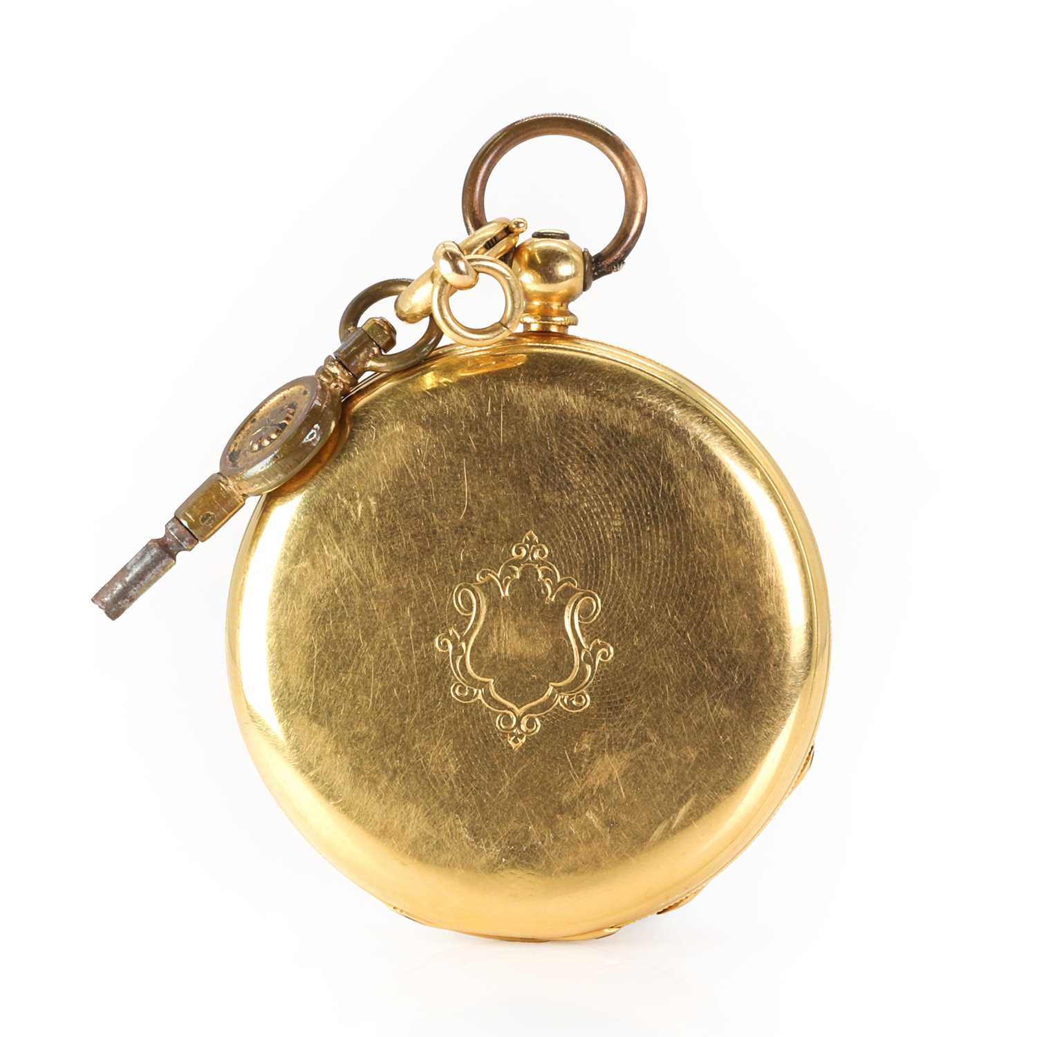 A gold key wind open faced pocket watch, - Image 3 of 3