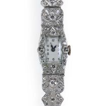 An Art Deco ladies' diamond set cocktail watch, c.1925,