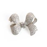 A mid-20th century diamond ribbon bow brooch,