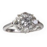 A platinum and diamond cluster ring, c.1920,