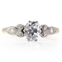 A single stone diamond ring, c.1950,