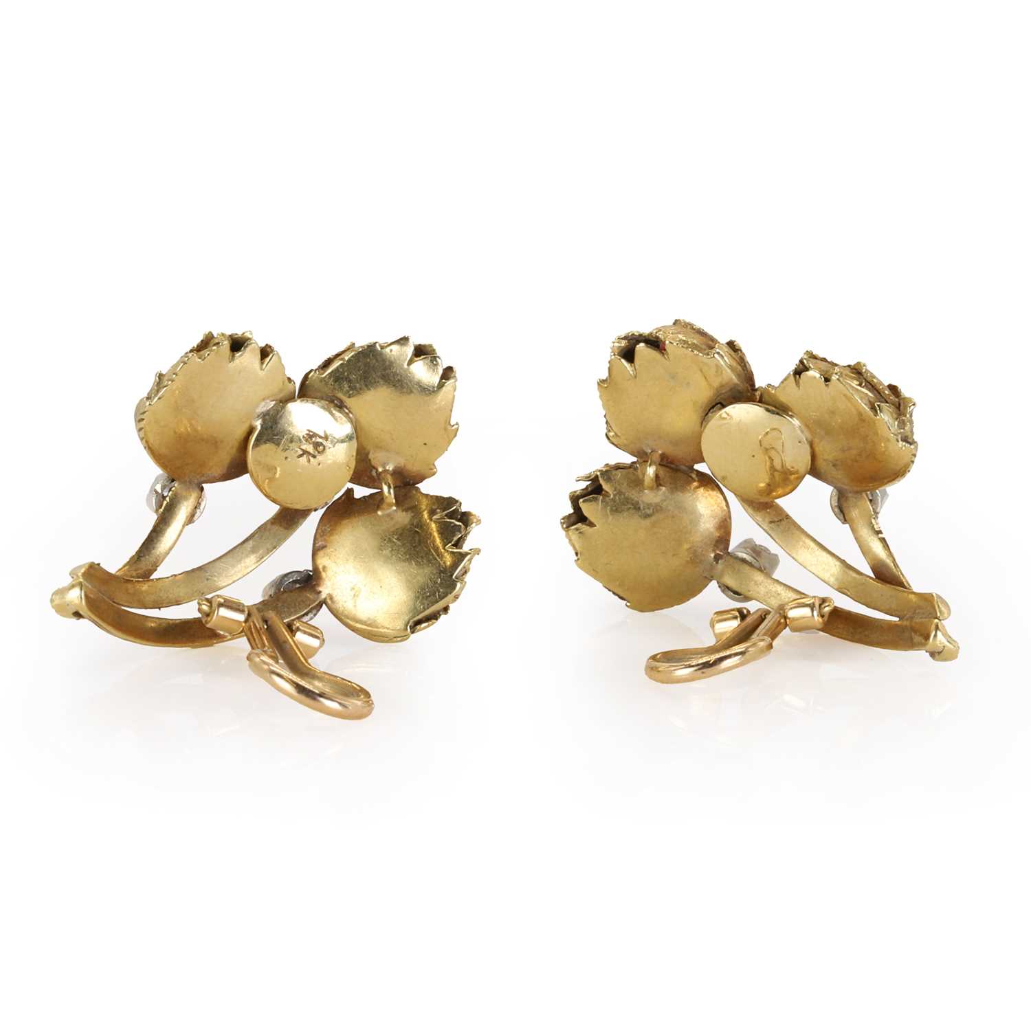 A pair of gold diamond set novelty clip earrings, - Image 2 of 2