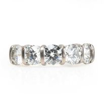 An 18ct two colour gold five stone diamond ring,
