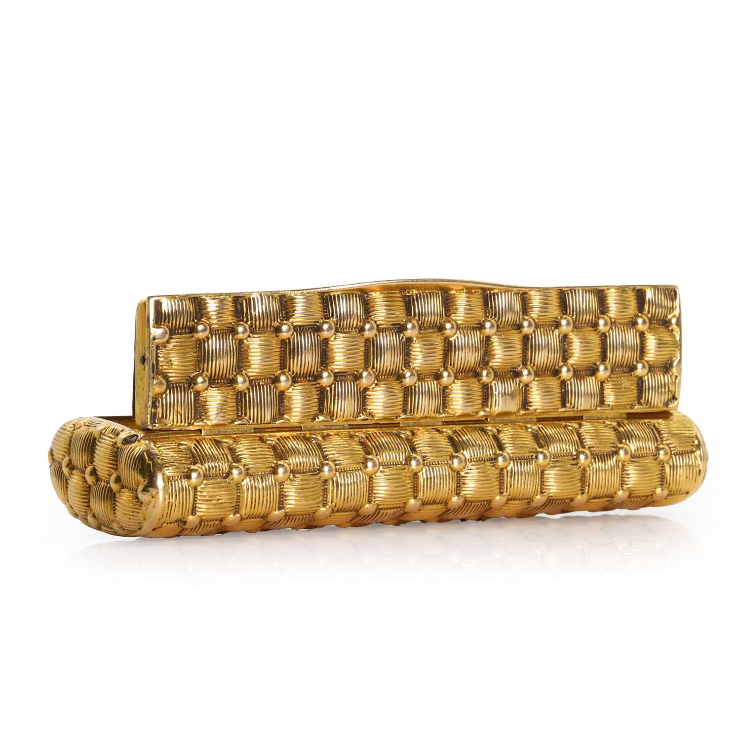 A George III 18ct gold basket weave snuffbox, - Image 3 of 9