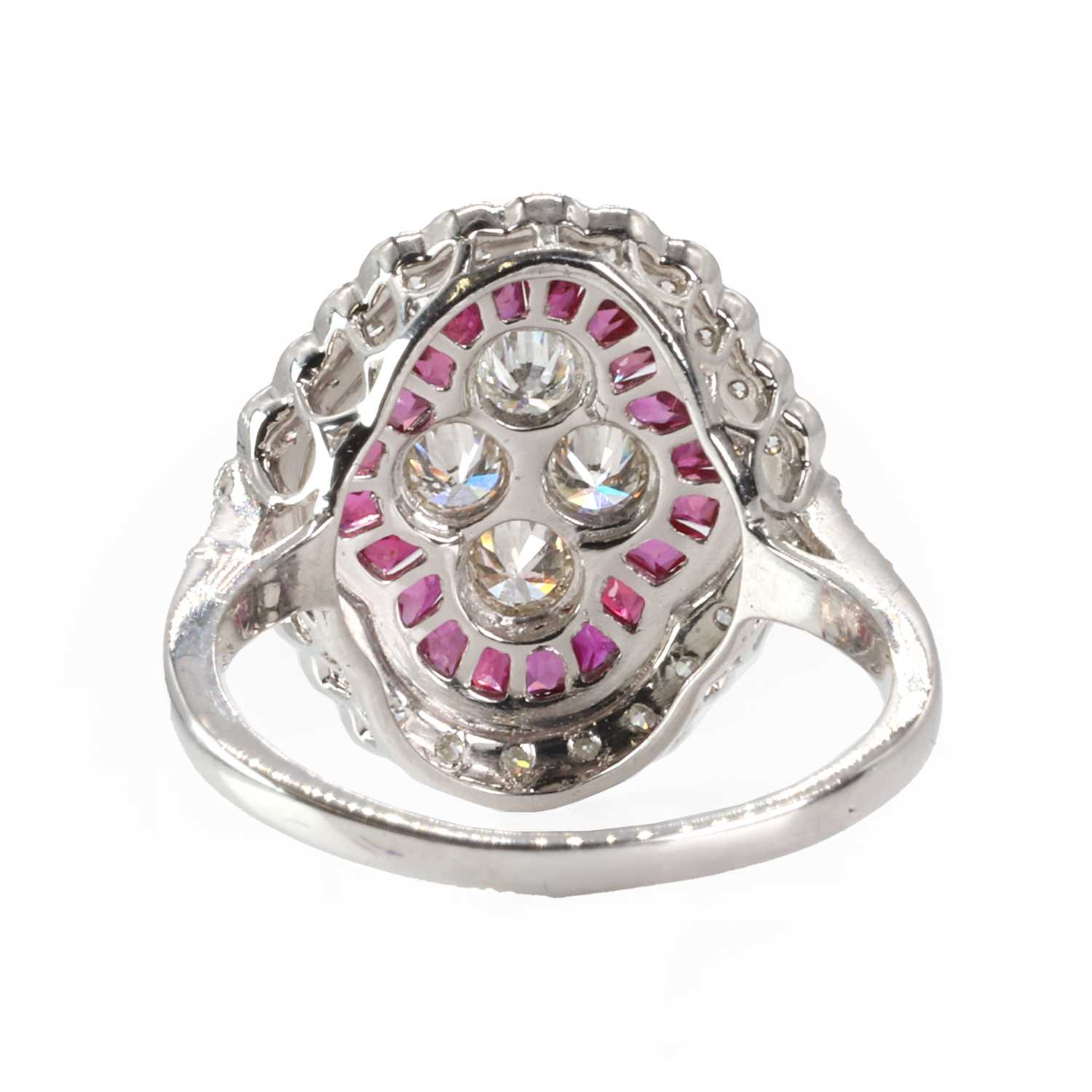 A ruby and diamond quatrefoil cluster ring, - Image 2 of 3