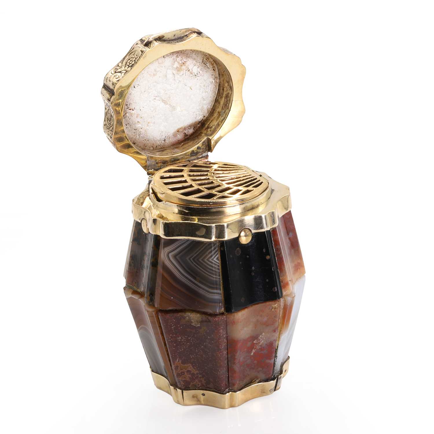 A Scottish Victorian silver gilt agate vinaigrette, - Image 3 of 4