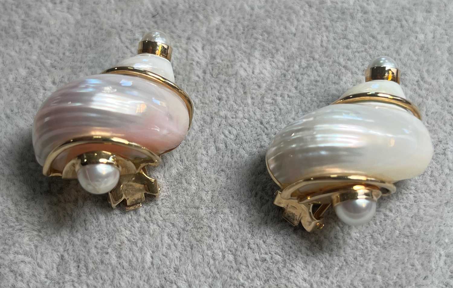 A pair of Turbo Shell clip earrings, by Seaman Schepps, - Image 5 of 5