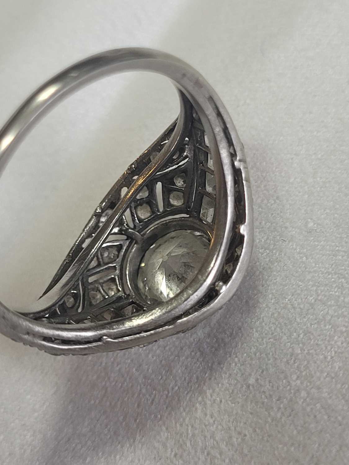 A French Art Deco platinum and diamond bombé ring, - Image 6 of 7
