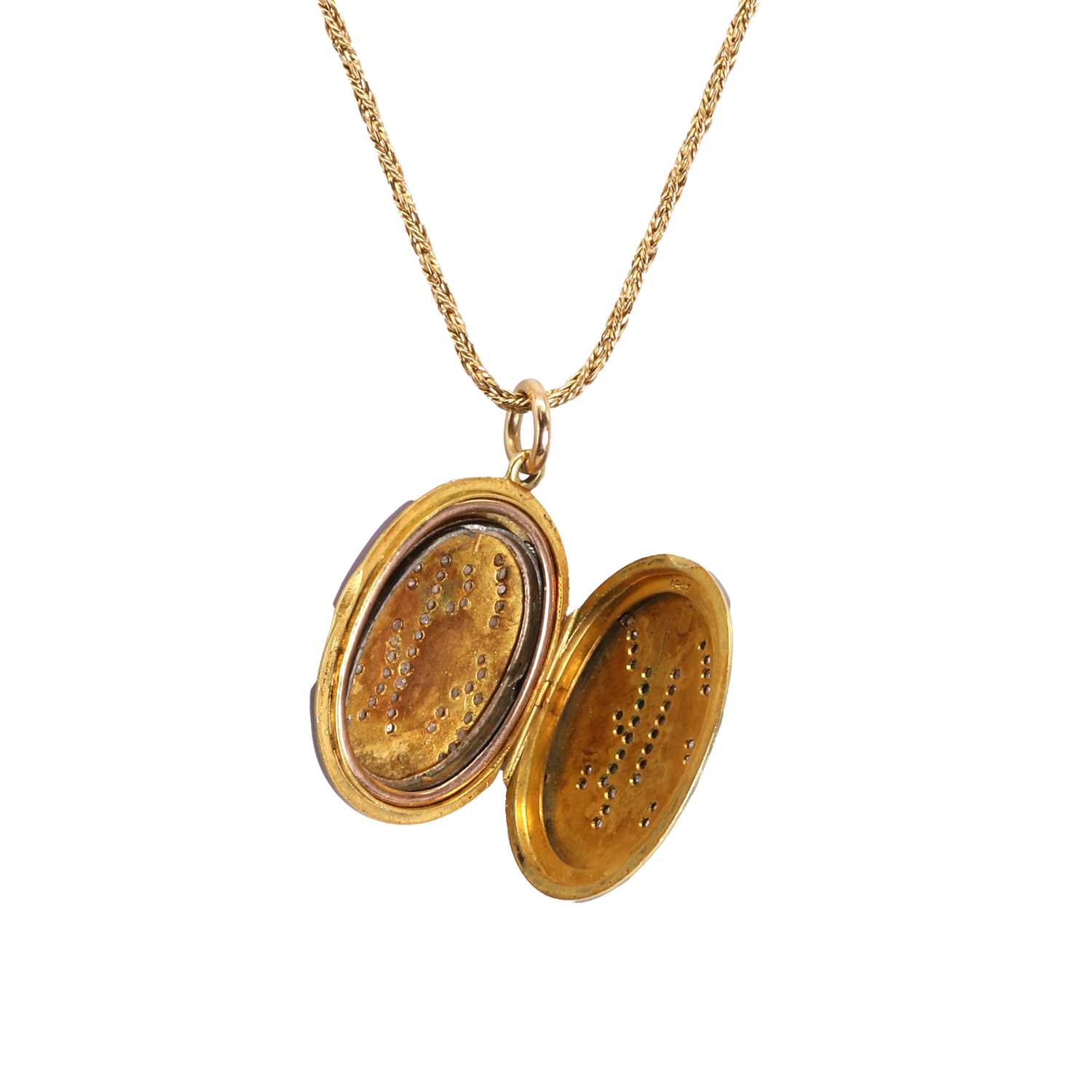 An Edwardian enamel locket pendant and chain, - Image 4 of 4