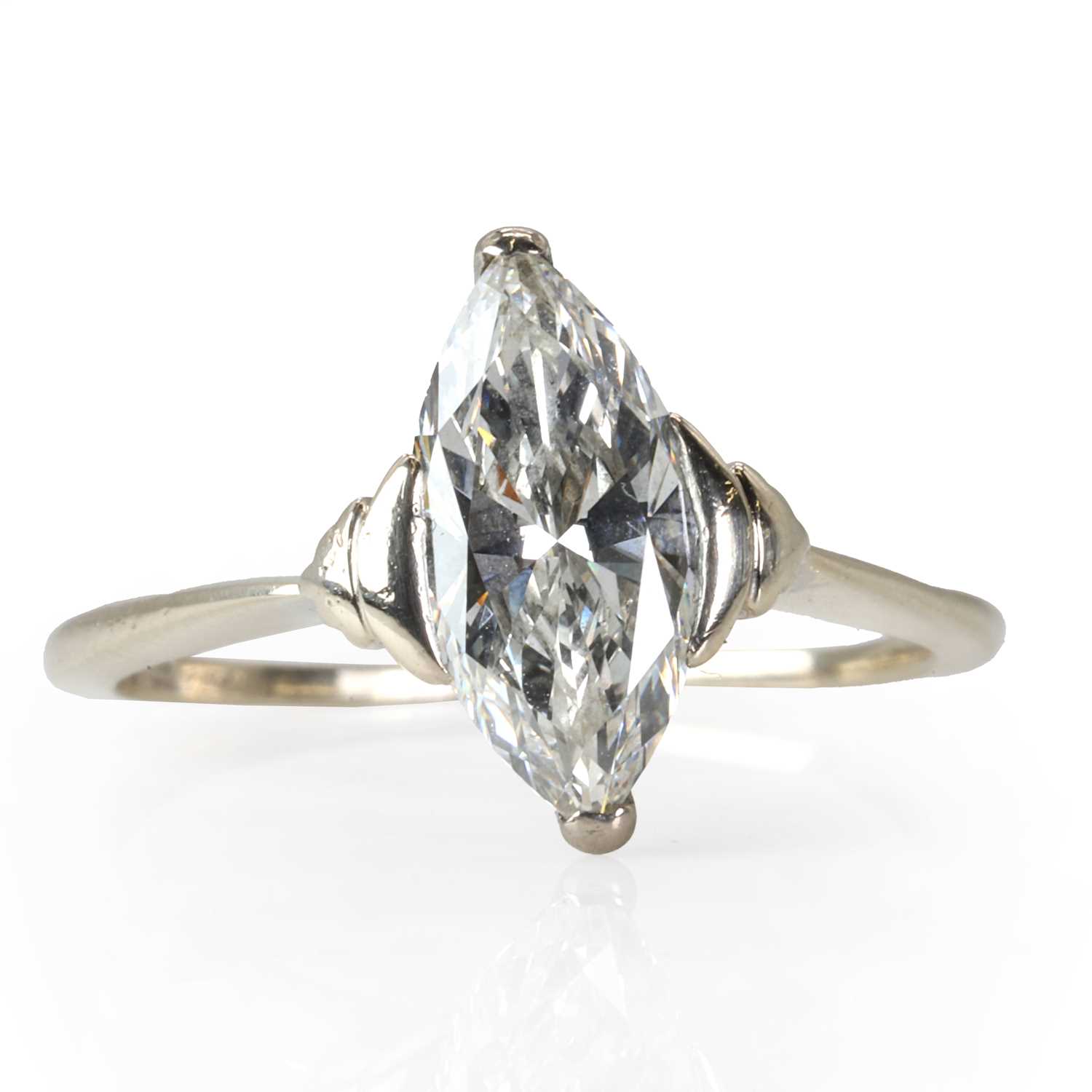 A large marquise cut diamond solitaire ring,