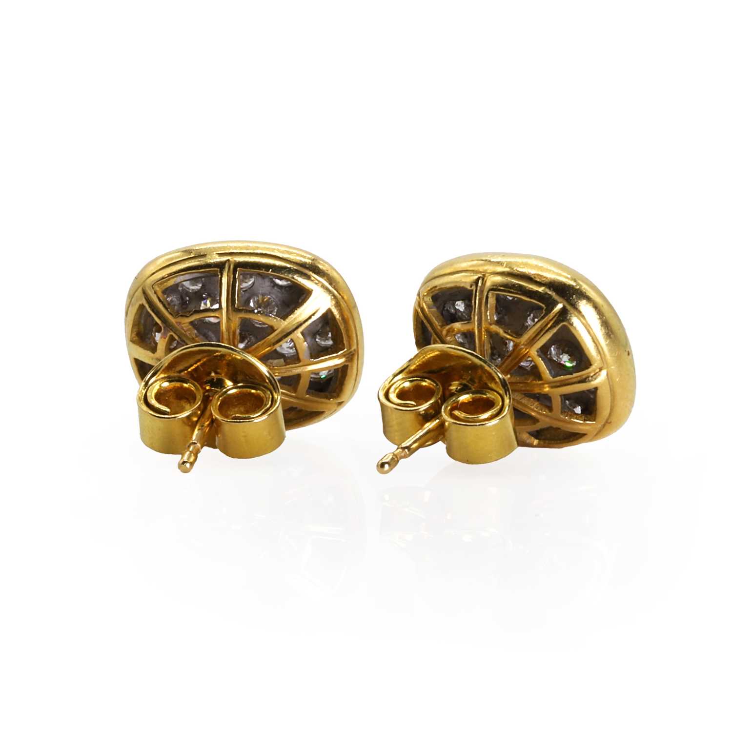 A pair of pavé diamond stud earrings, - Image 2 of 2