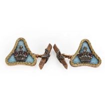 A pair of two-colour gold cufflinks by Fabergé, c.1880-1913,