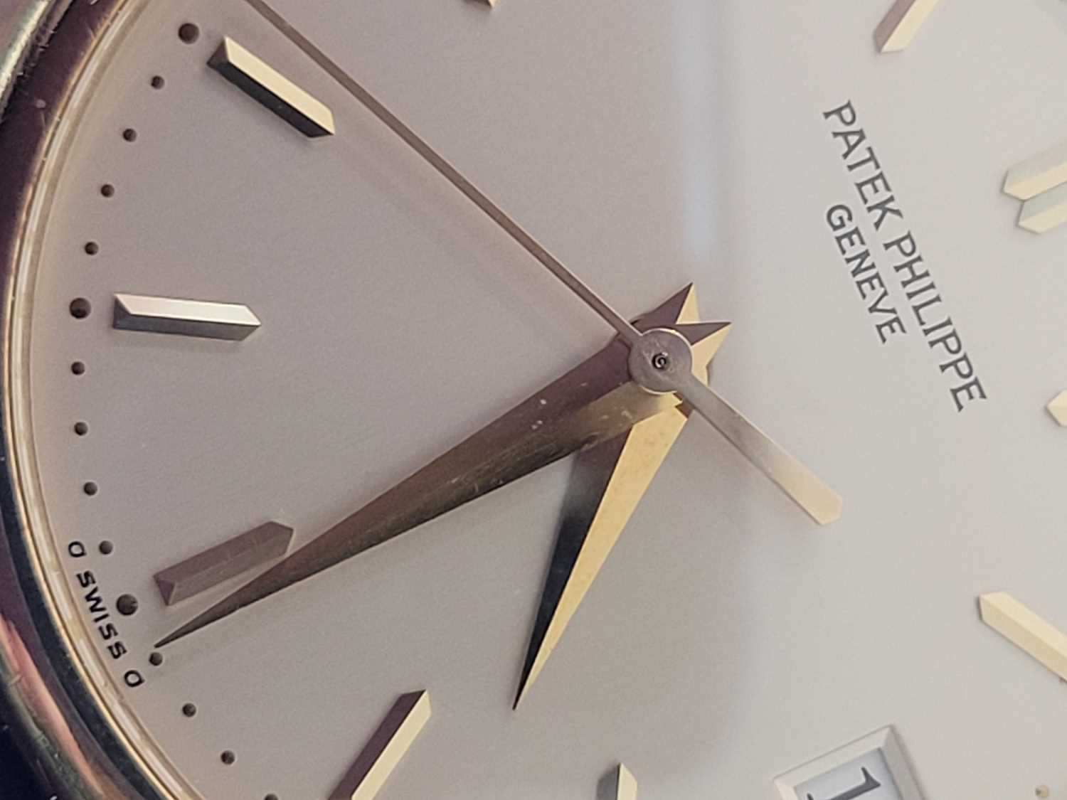 A gentlemen’s 18ct gold Patek Philippe Calatrava automatic strap watch, - Image 3 of 7