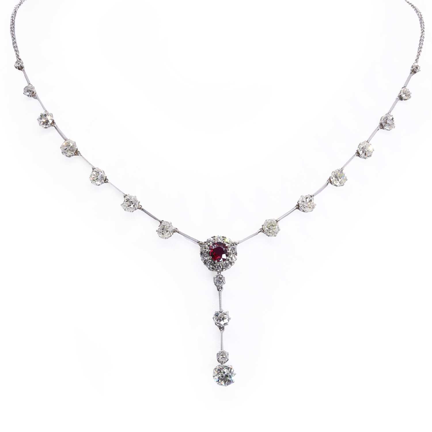 A diamond and ruby necklace, c.1915,