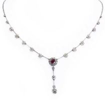 A diamond and ruby necklace, c.1915,