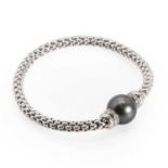 An 18ct white gold Tahitian pearl and diamond 'Flex'it' bracelet, by Fope,