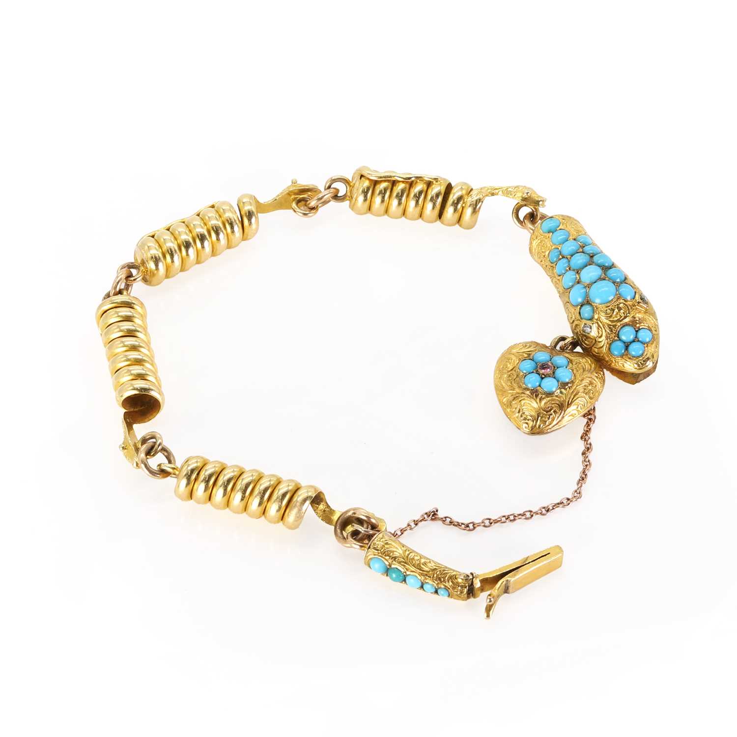 A Victorian gold and turquoise snake bracelet, - Image 2 of 3