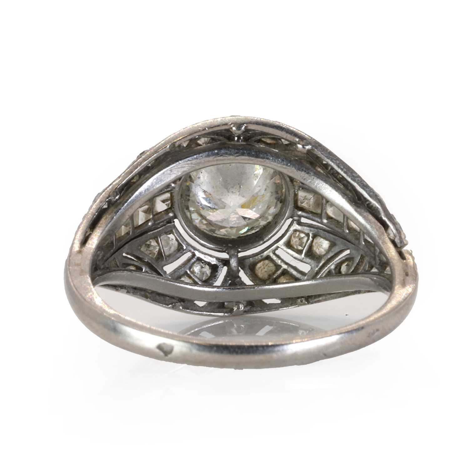 A French Art Deco platinum and diamond bombé ring, - Image 3 of 7
