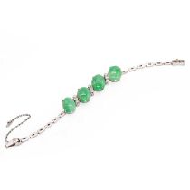 A jade and diamond bracelet,