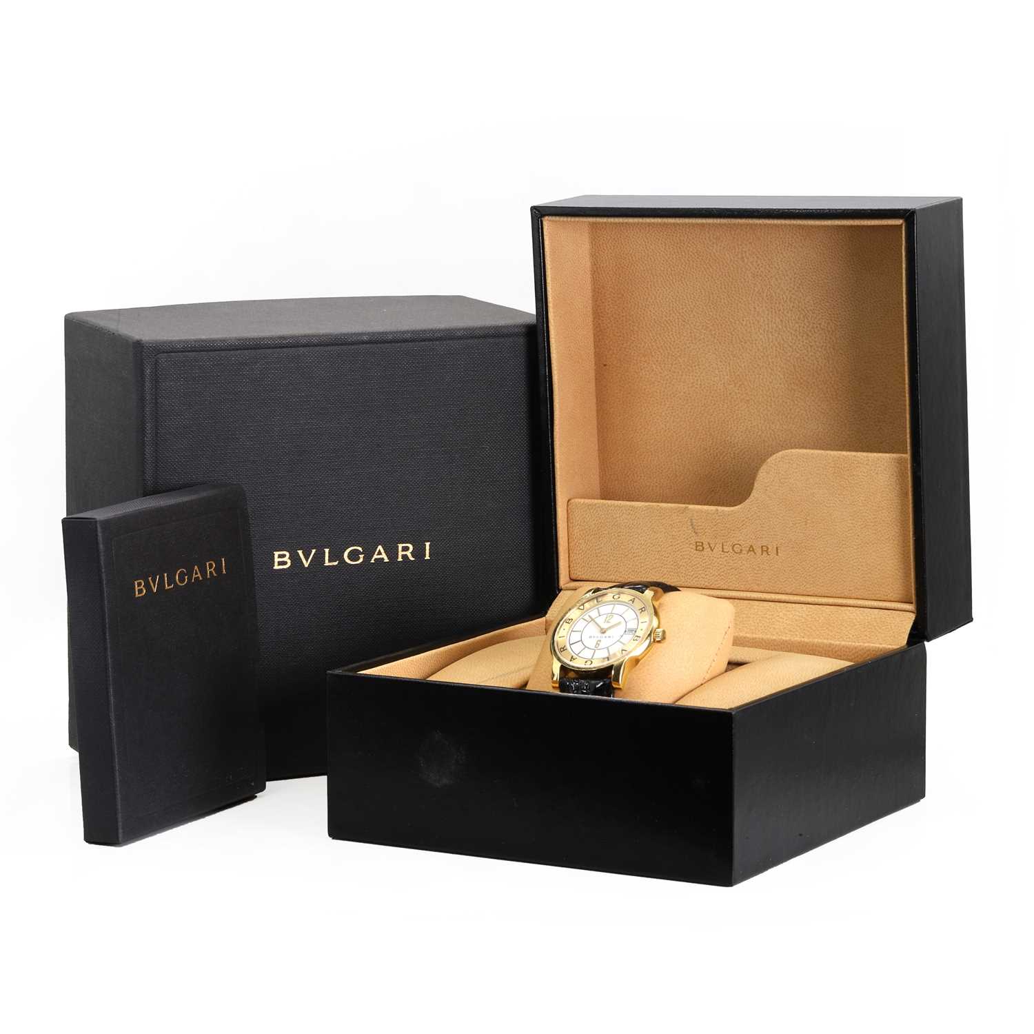 An 18ct gold Bulgari Solotempo quartz strap watch, - Image 3 of 3