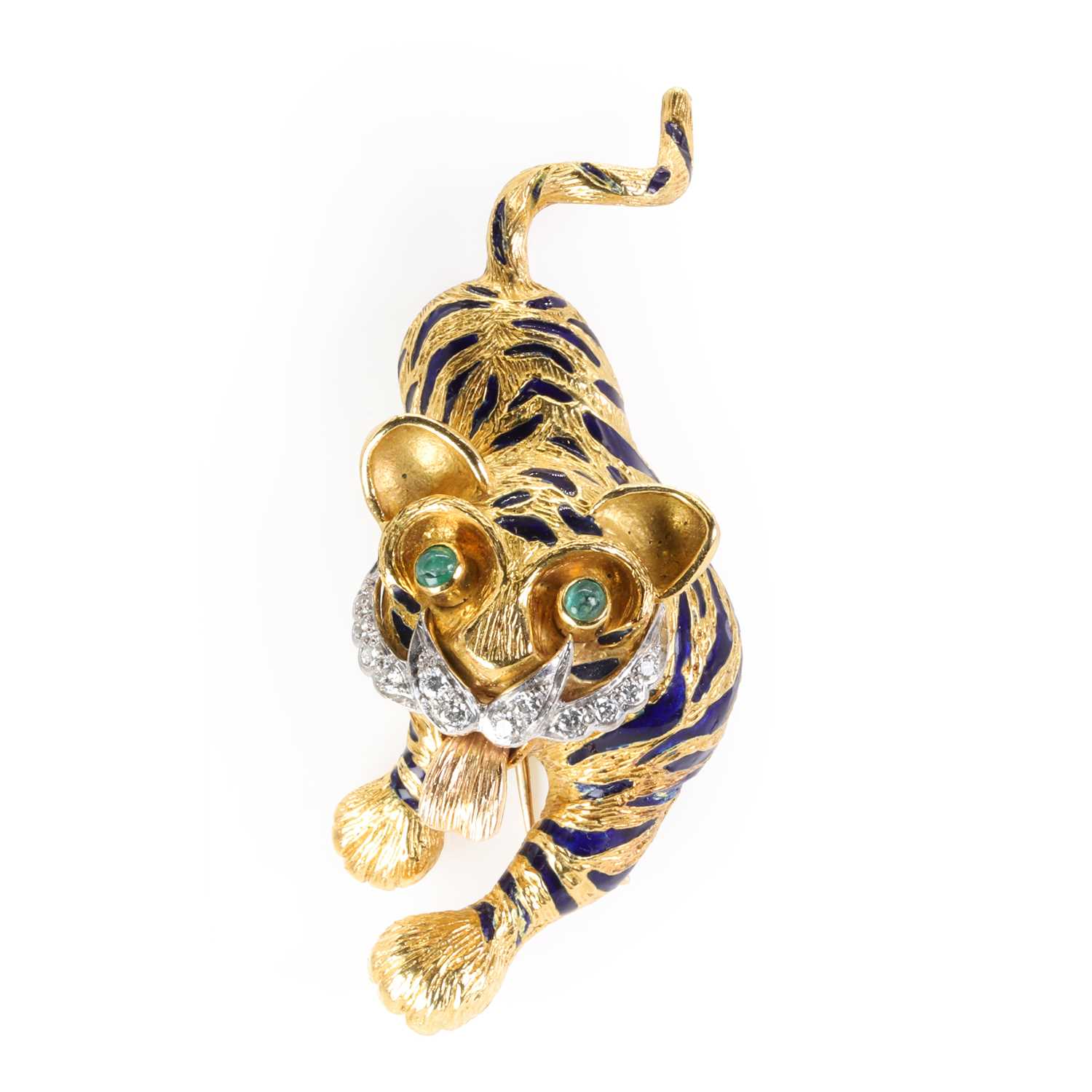 An 18ct gold, enamel and diamond novelty brooch, by Kutchinsky,