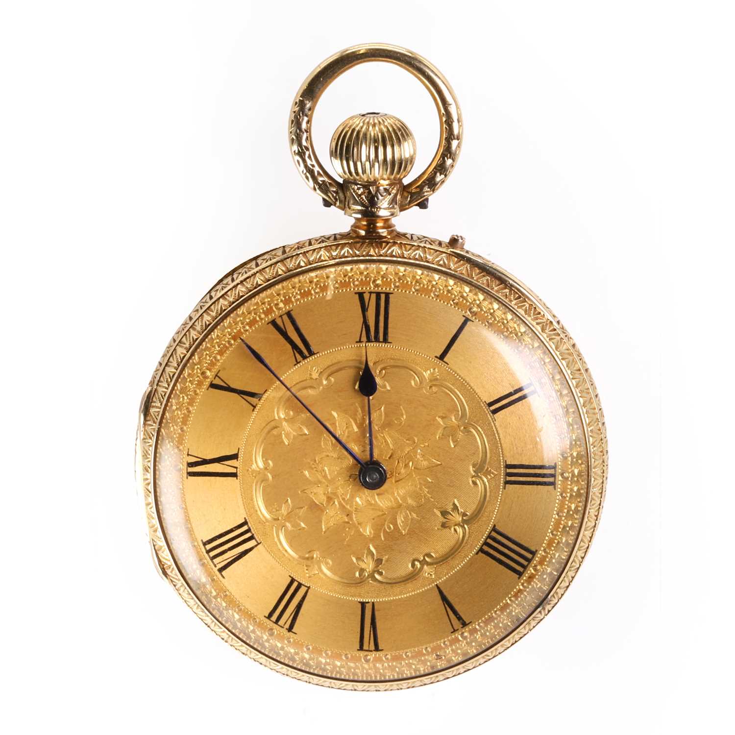 An 18ct gold top wind open faced pocket watch, by John Bennett,