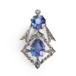 A Burmese sapphire and diamond brooch, early 20th century,