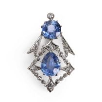 A Burmese sapphire and diamond brooch, early 20th century,