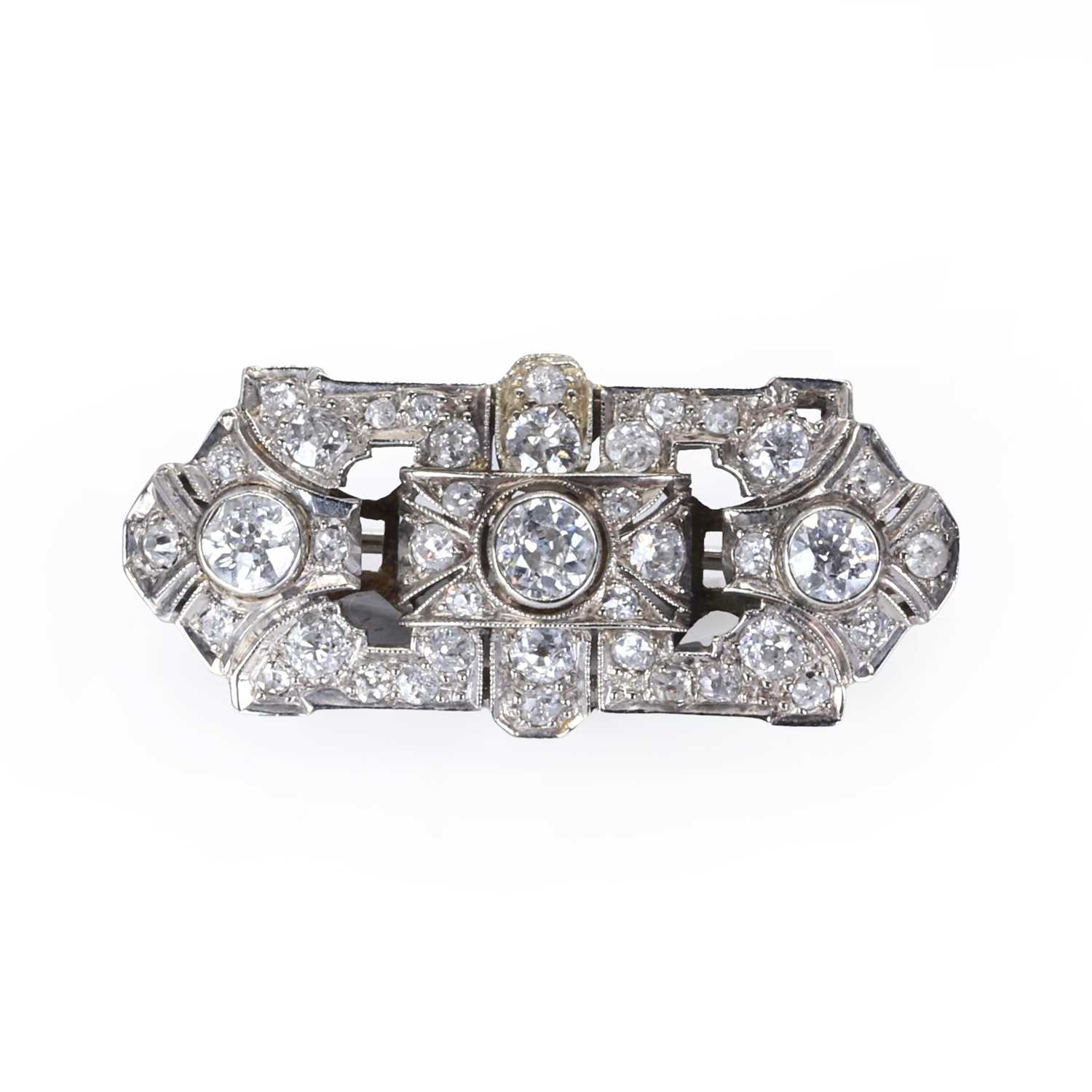 A diamond brooch, c.1920s,