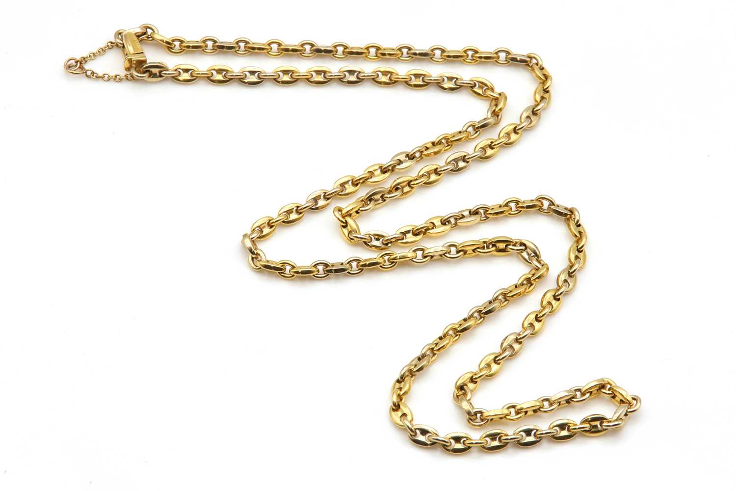 An 18ct two colour gold anchor link chain, by Cartier, - Bild 2 aus 3