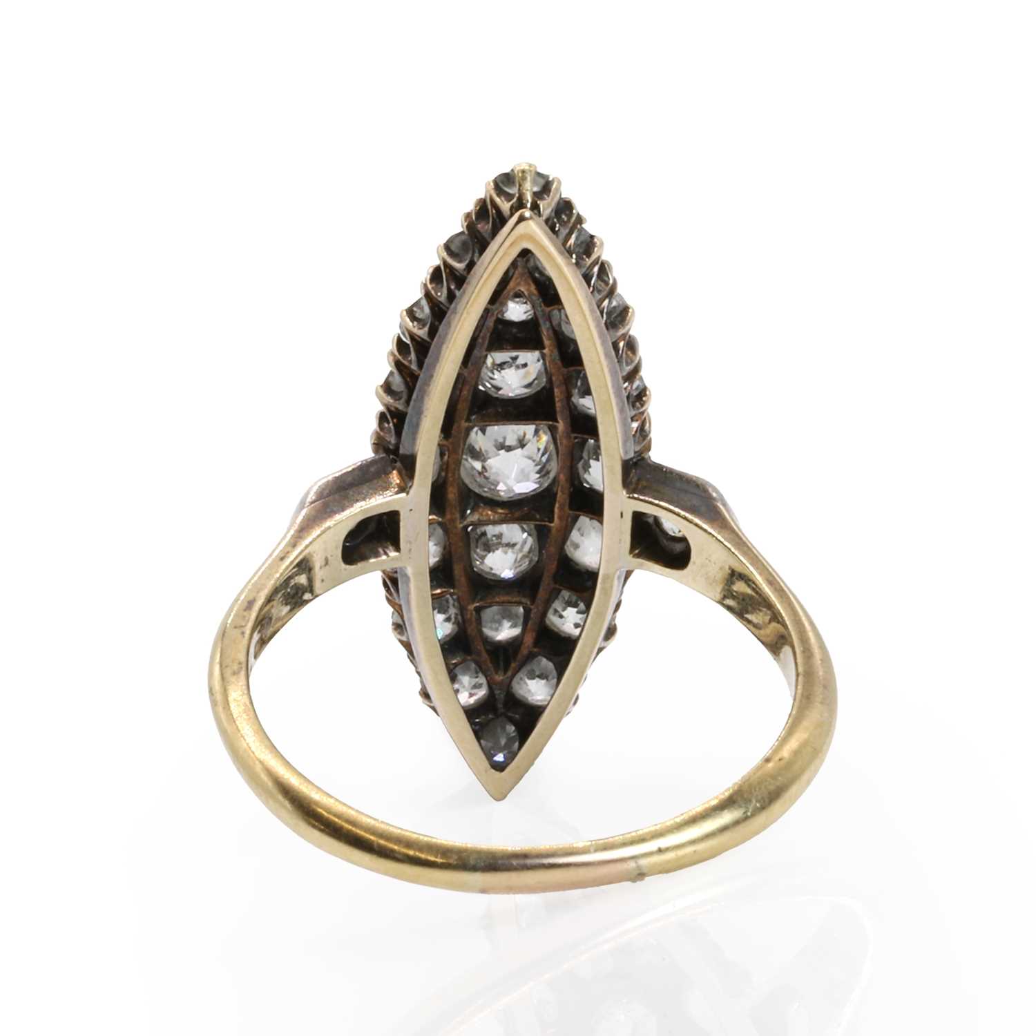 An Edwardian diamond marquise form ring, - Image 3 of 3