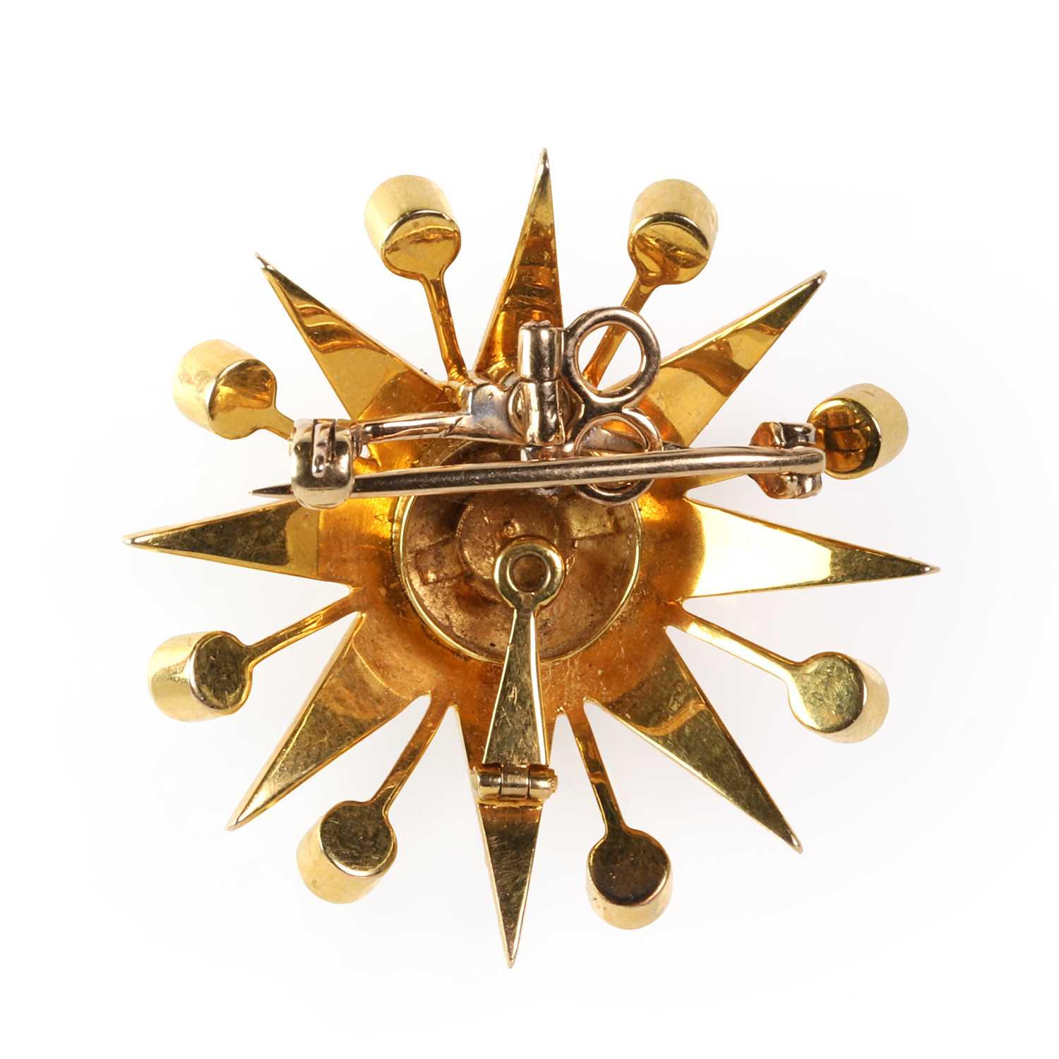 An Edwardian gold and pearl starburst brooch, - Image 3 of 3