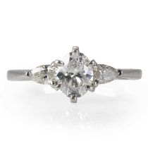 A three stone diamond ring,