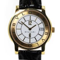 An 18ct gold Bulgari Solotempo quartz strap watch,