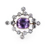 An Edwardian amethyst and white topaz brooch/pendant,