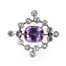 An Edwardian amethyst and white topaz brooch/pendant,