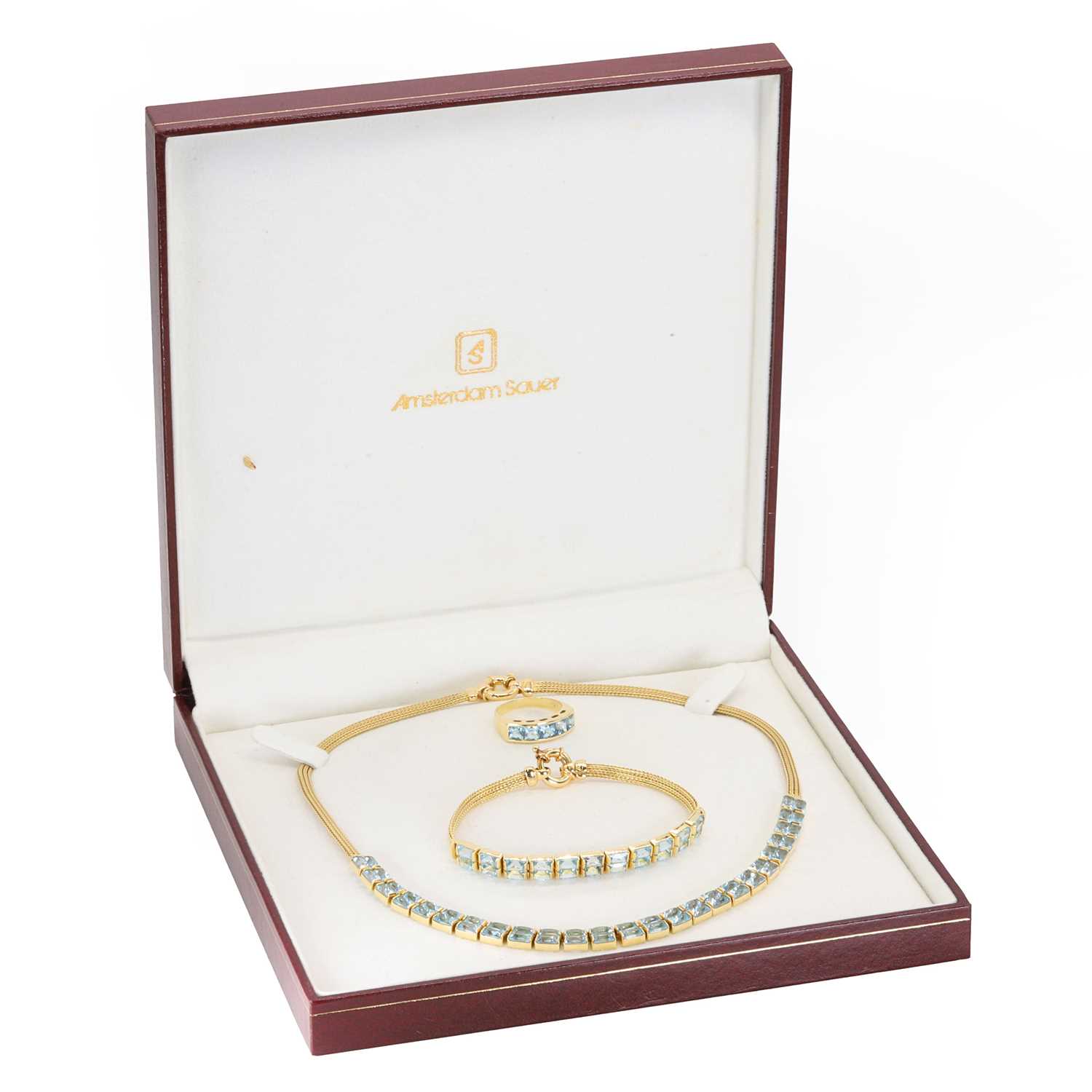 A gold and blue topaz jewellery suite, - Image 10 of 11