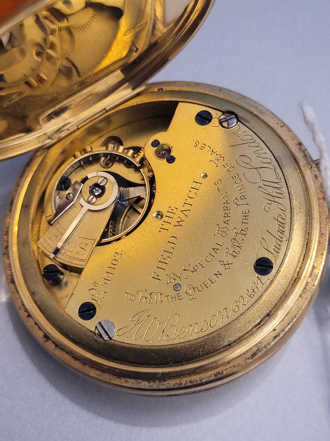 An 18ct gold side wind hunter pocket watch, by J.W. Benson, - Image 4 of 5