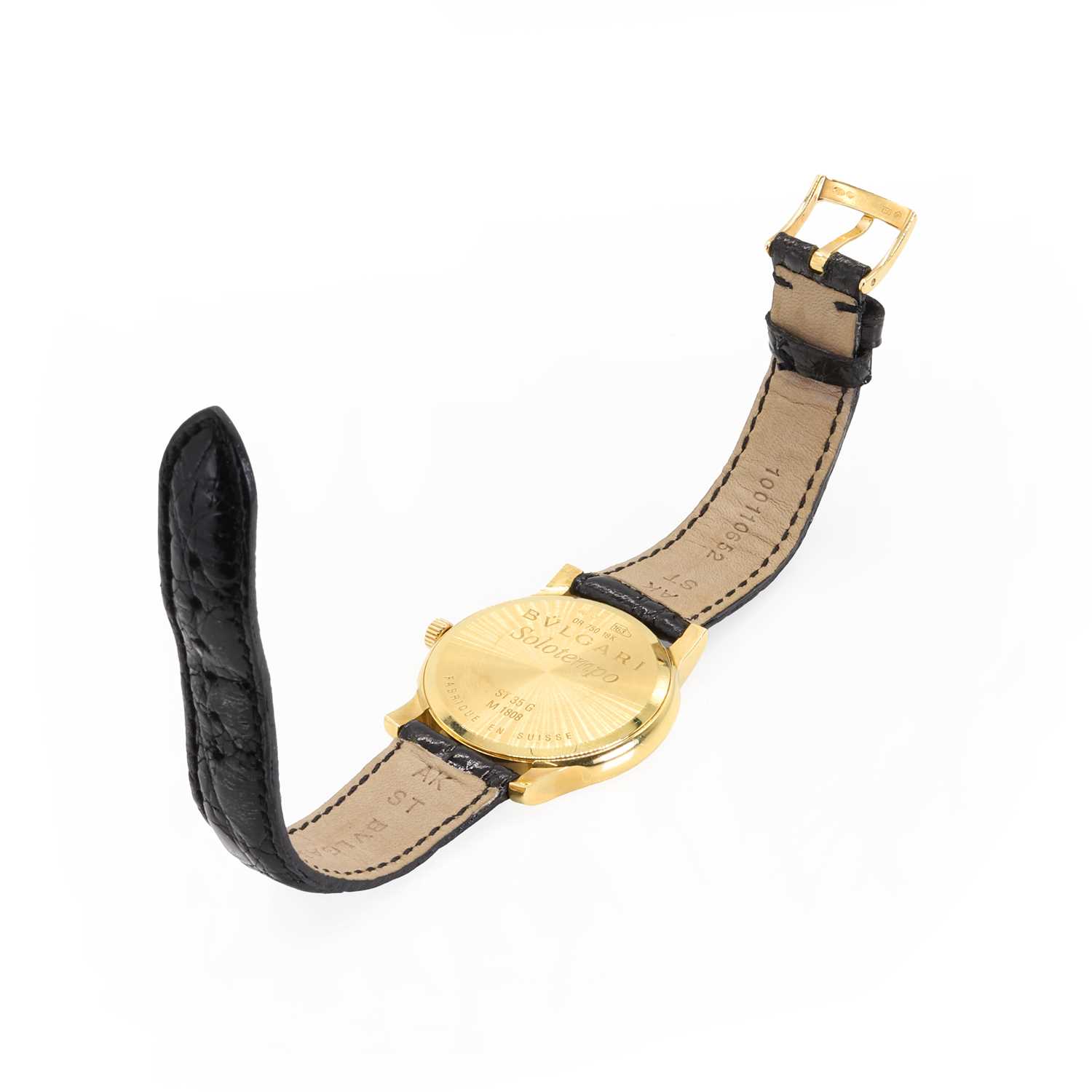 An 18ct gold Bulgari Solotempo quartz strap watch, - Image 2 of 3