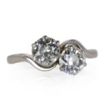 A platinum and diamond Toi Et Moi ring, c.1930,