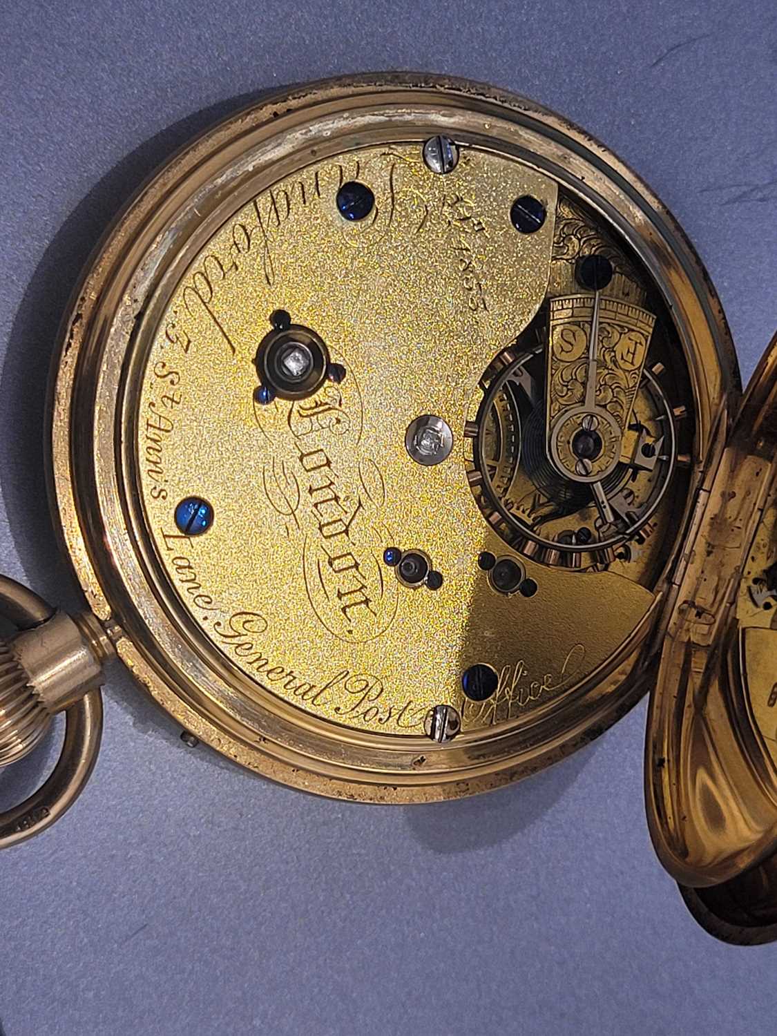 An 18ct gold side wind half hunter pocket watch, by Langford, - Image 3 of 5