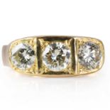 A large gentlemen's three stone diamond ring,